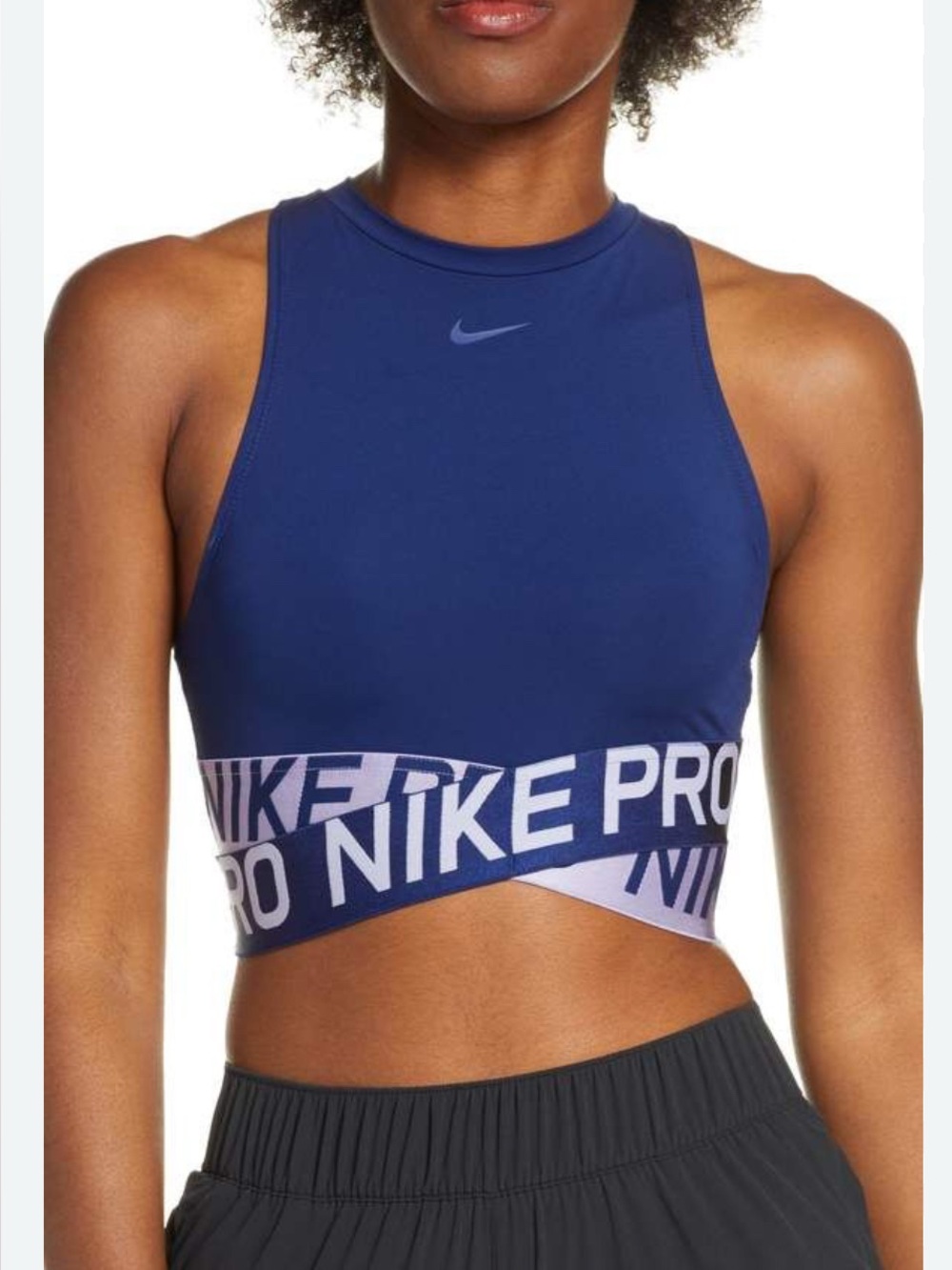 Nike Women’s Blue Pro High-Neck Sports Bra